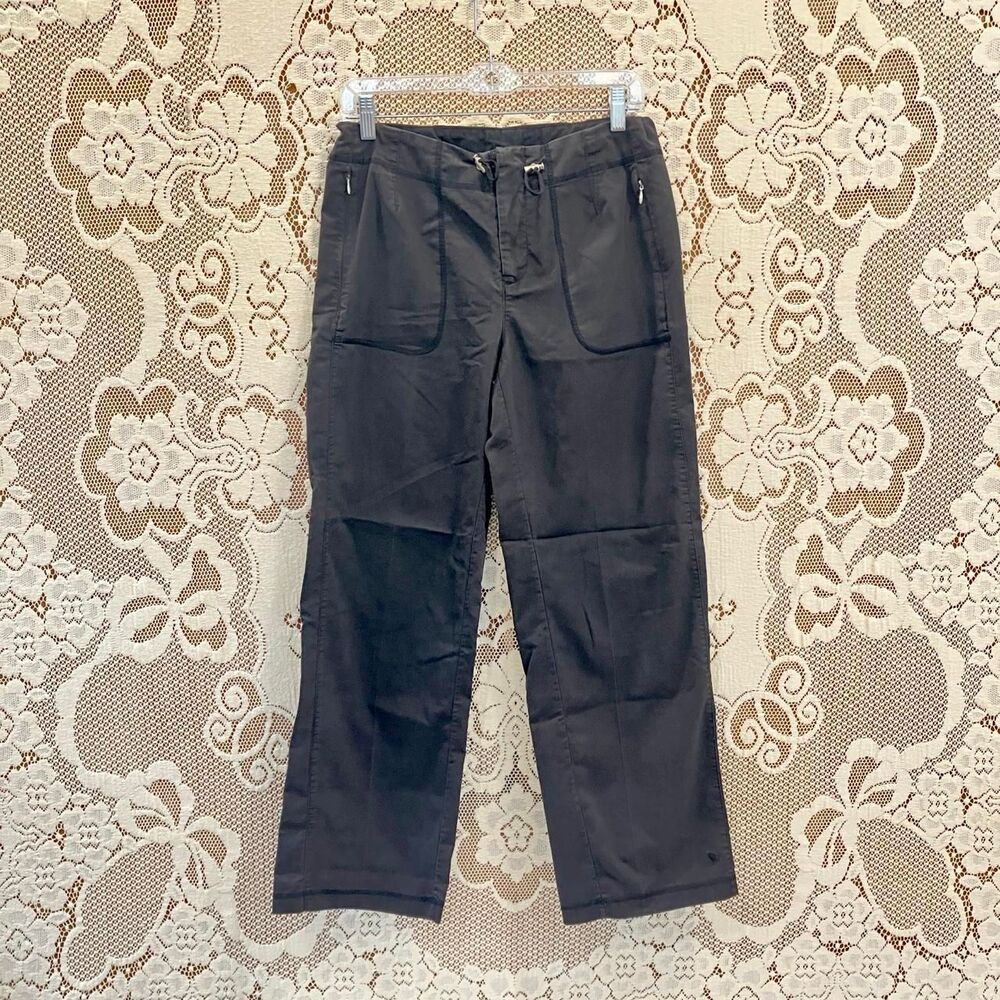 Danskin dark brown straight leg cargo yoga sweatpants with zipper pockets